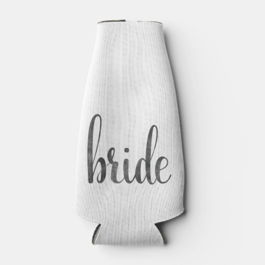 Houtskoolbruid, chic script, grijze waterverf flesjeskoeler (Voorkant)