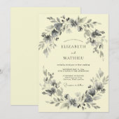 Houtskoolcrème Loof Eucalyptus Bruiloft Kaart (Voorkant / Achterkant)