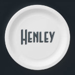 Houtskoolgrijs 3D minimalistisch moderne naam  Papieren Bordje<br><div class="desc">Houtskoolgrijs 3D minimalistische moderne stijl naam steelvrij</div>