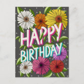 Houtskoolgrijs bloemverzorgd gepersonaliseerd gefe briefkaart (Voorkant)