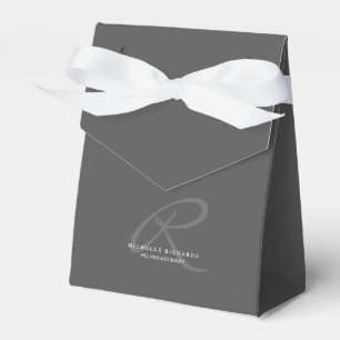 Houtskoolgrijs Elegant minimalistisch monogram Bedankdoosjes