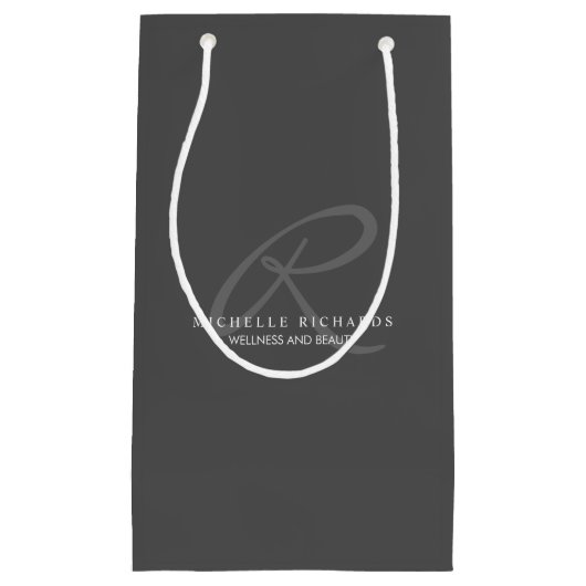 Houtskoolgrijs Elegant minimalistisch monogram Klein Cadeauzakje (Voorkant)