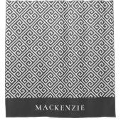 Houtskoolgrijs en witte Griekse sleutelnaammonogra Douchegordijn (Voorkant)