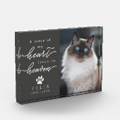 Houtskoolgrijs Hart Leeft in de Hemel Kat Gedenkte Fotoblokken (Links)