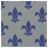 Houtskoolgrijs, marineblauw Fleur de Lis patroon S Stof (Close Up)