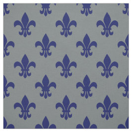 Houtskoolgrijs, marineblauw Fleur de Lis patroon S Stof