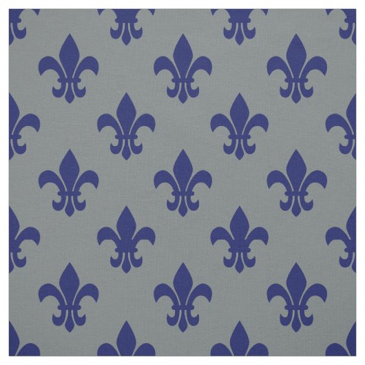 Houtskoolgrijs, marineblauw Fleur de Lis patroon S Stof (Swatch)