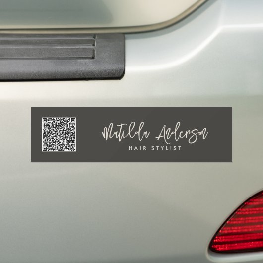 Houtskoolgrijs moderne minimale elegante script  bumpersticker (Op auto)