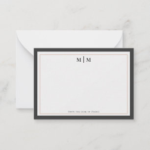 Houtskoolgrijs Rose Goud Monogram Professioneel Notitiekaartje