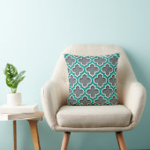 Houtskoolgrijs Teal Witte Marokkaanse Quatrefoil # Kussen (Stoel)