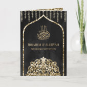 Houtskoolgrijs Vintage Goud Islamitische Boog Brui (Voorkant)