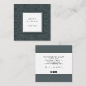 Houtskoolgrijs Zwart Lijnen Vierkant Visitekaartje (Voorkant / Achterkant)