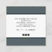 Houtskoolgrijs Zwart Lijnen Vierkant Visitekaartje (Achterkant)