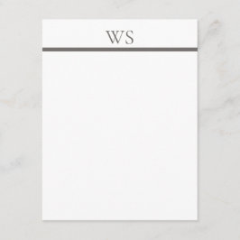 Houtskoolgrijze Bar Monogram Elegante Vlakke Notit Notitiekaartje