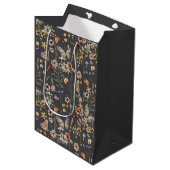 Houtskoolgrijze Boho Waterverf Wilde Bloemen Medium Cadeauzakje (Voorkant Gekanteld)