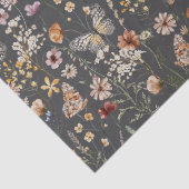 Houtskoolgrijze Boho Waterverf Wilde Bloemen Tissuepapier (Detail)