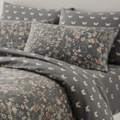 Houtskoolgrijze Boho-wilde bloemen Kussensloop