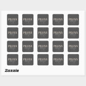 Houtskoolgrijze Minimale Kaarslabel Met Eigen Logo Vierkante Sticker (Vel)