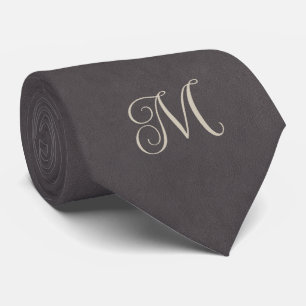 Houtskoolgrijze Monogram Stropdas