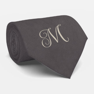 Houtskoolgrijze Monogram Stropdas