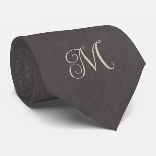 Houtskoolgrijze Monogram Stropdas (Opgerold)