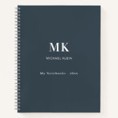 Houtskoolgrijze naammonogram notitieboek (Voorkant)