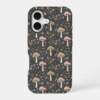 Houtskoolgrijze schimmels Naadloos patroon Minimal iPhone 16 Hoesje