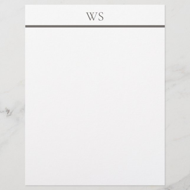Houtskoolgrijze staaf Monogram Briefpapier Briefhoofd (Voorkant)