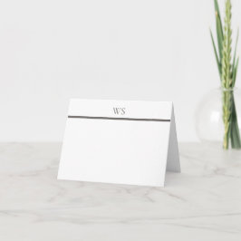 Houtskoolgrijze staafmonogram Elegante gevouwen no Notitiekaartje
