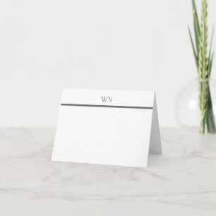 Houtskoolgrijze staafmonogram Elegante gevouwen no Notitiekaartje