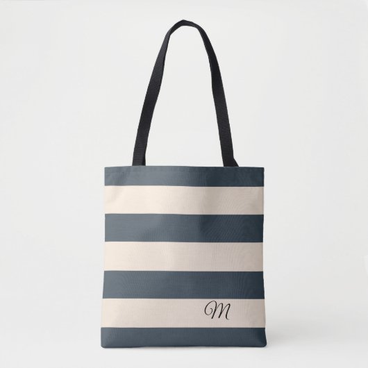 Houtskoolgrijze Strepen Tote Bag (Voorkant)