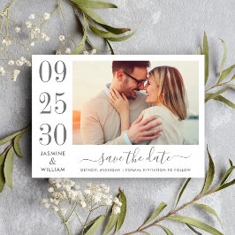 Houtskoolgrijze Vetgedrukte Datum Numerieke Foto B Save The Date