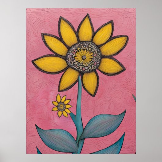 Houtskoolpotlood- Baby Bud Flower Poster (Voorkant)