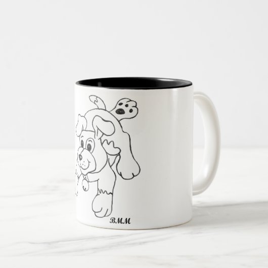 Houtskoolpotlooddog Tweekleurige Koffiemok (Voorkant rechts)