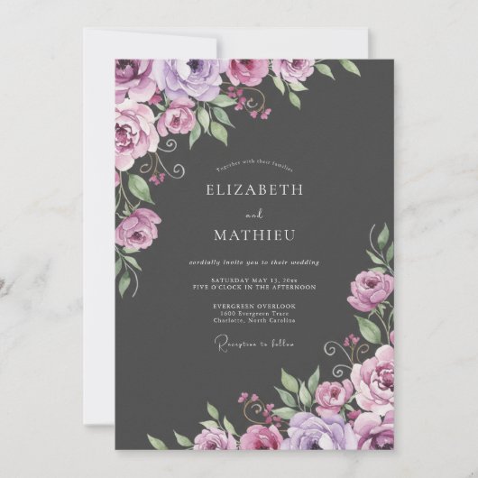 Houtskoolpruim Ranunculus Zachte Eucalyptus Bruilo Kaart (Voorkant)
