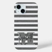 Houtskoolstreep monogram Case-Mate iPhone case (Achterkant)