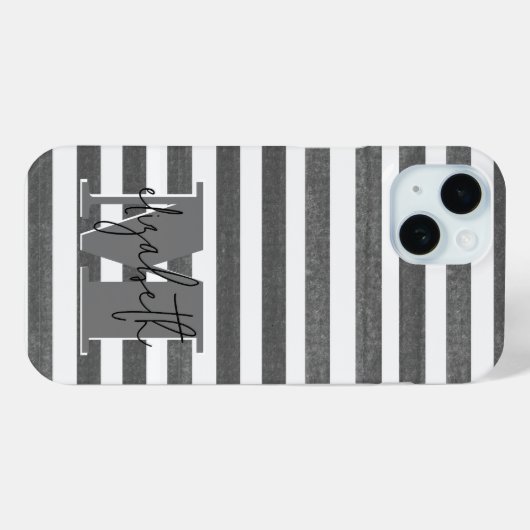 Houtskoolstreep monogram Case-Mate iPhone case (Achterkant (horizontaal))