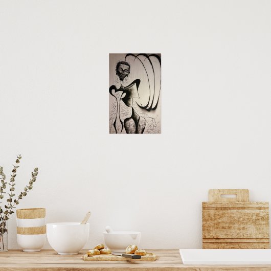 houtskooltekening poster (Keuken)