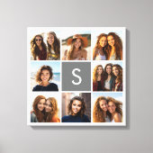 Houtskoolwit 8 Foto Collage Eigen Merkletter Canvas Afdruk (Voorkant)