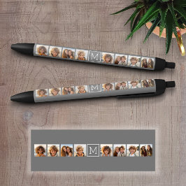 Houtskoolwit 8 Foto Collage Eigen Merkletter Zwarte Inkt Pen