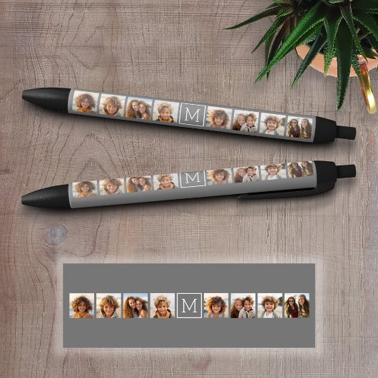 Houtskoolwit 8 Foto Collage Eigen Merkletter Zwarte Inkt Pen