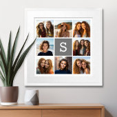 Houtskoolwit 8 Fotocollage Aangepaste Monogram Canvas Afdruk