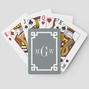 Houtskoolwit Griekse Sleutel #2 Omlijst 3 Init Mon Pokerkaarten