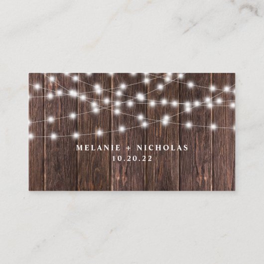 Houtsnaarlampen bruiloft RSVP-website Informatiekaartje (Achterkant)