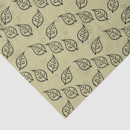 Houtsnede bladpatroon op antiek tissuepapier (Detail)