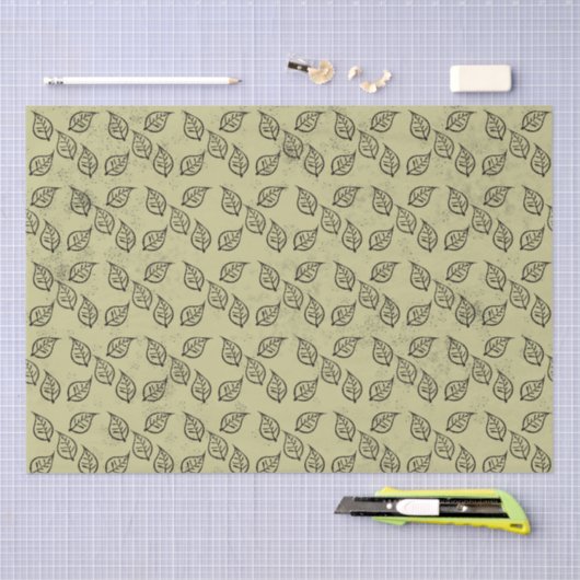 Houtsnede bladpatroon op antiek tissuepapier (Craft)