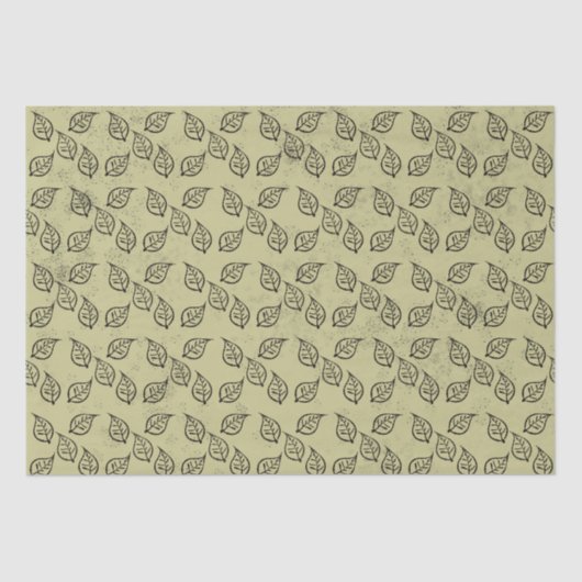 Houtsnede bladpatroon op antiek tissuepapier (Voorkant)