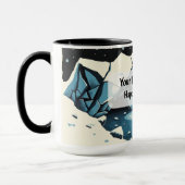 Houtsnede Gebroken IJs Kampvuur Omhelzing Blauw Mok (Links)
