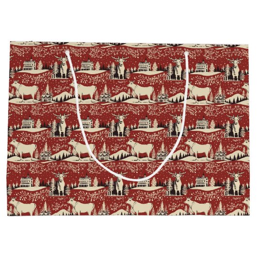  houtsnede Koe inpakpapier Groot Cadeauzakje (Achterkant)