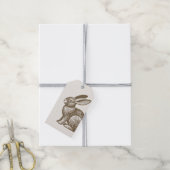 Houtsnede Konijn Label Cadeaulabel (Met Touw)